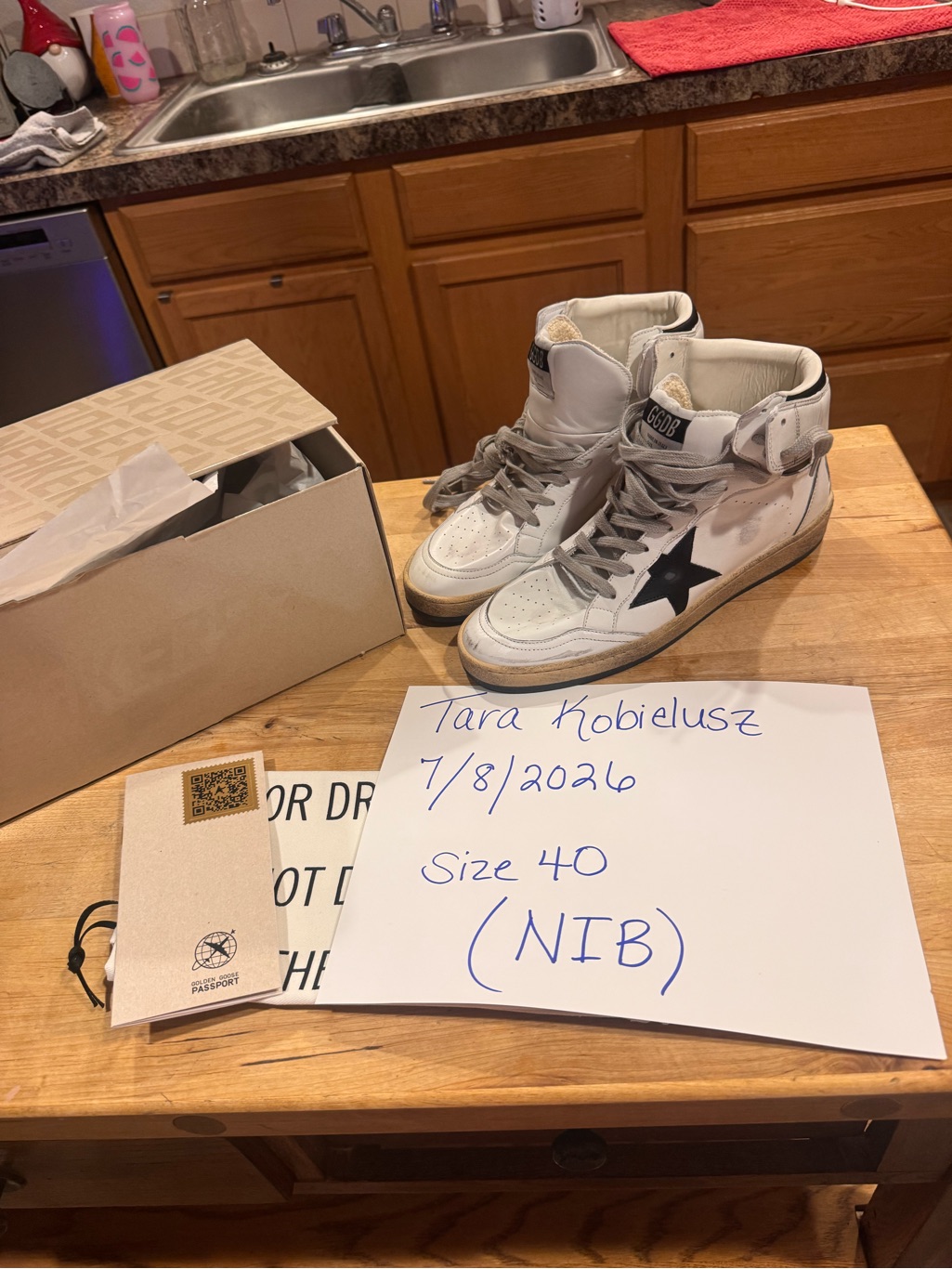 Golden Goose Sky Stars High-Top Sneakers With Black Star